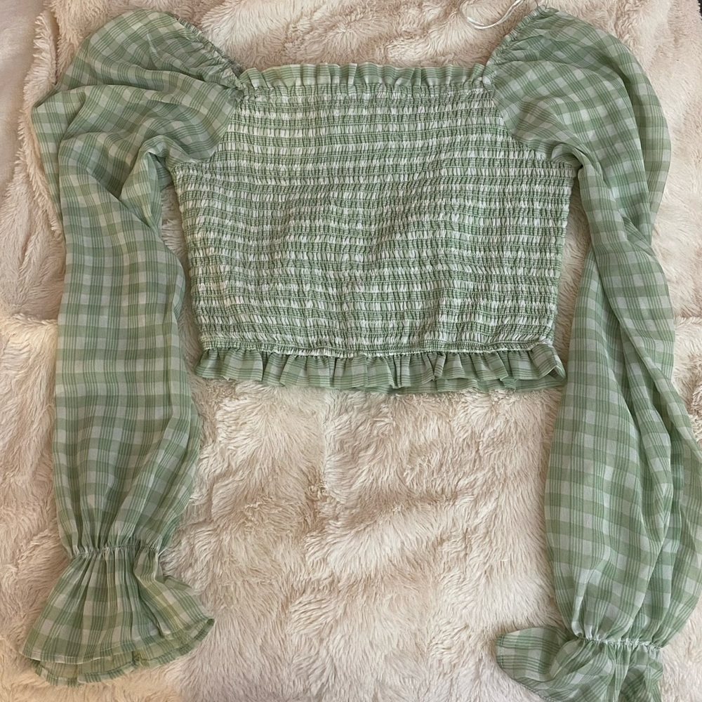 Long sleeve green checkered